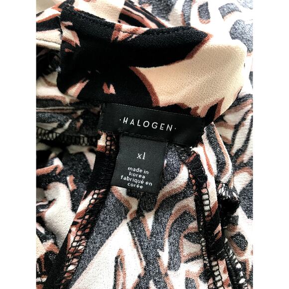 Halogen‎ Dress Womens Plus 1X Black Tan Halter Ruched Midi Asymmetric Resort - Picture 9 of 10